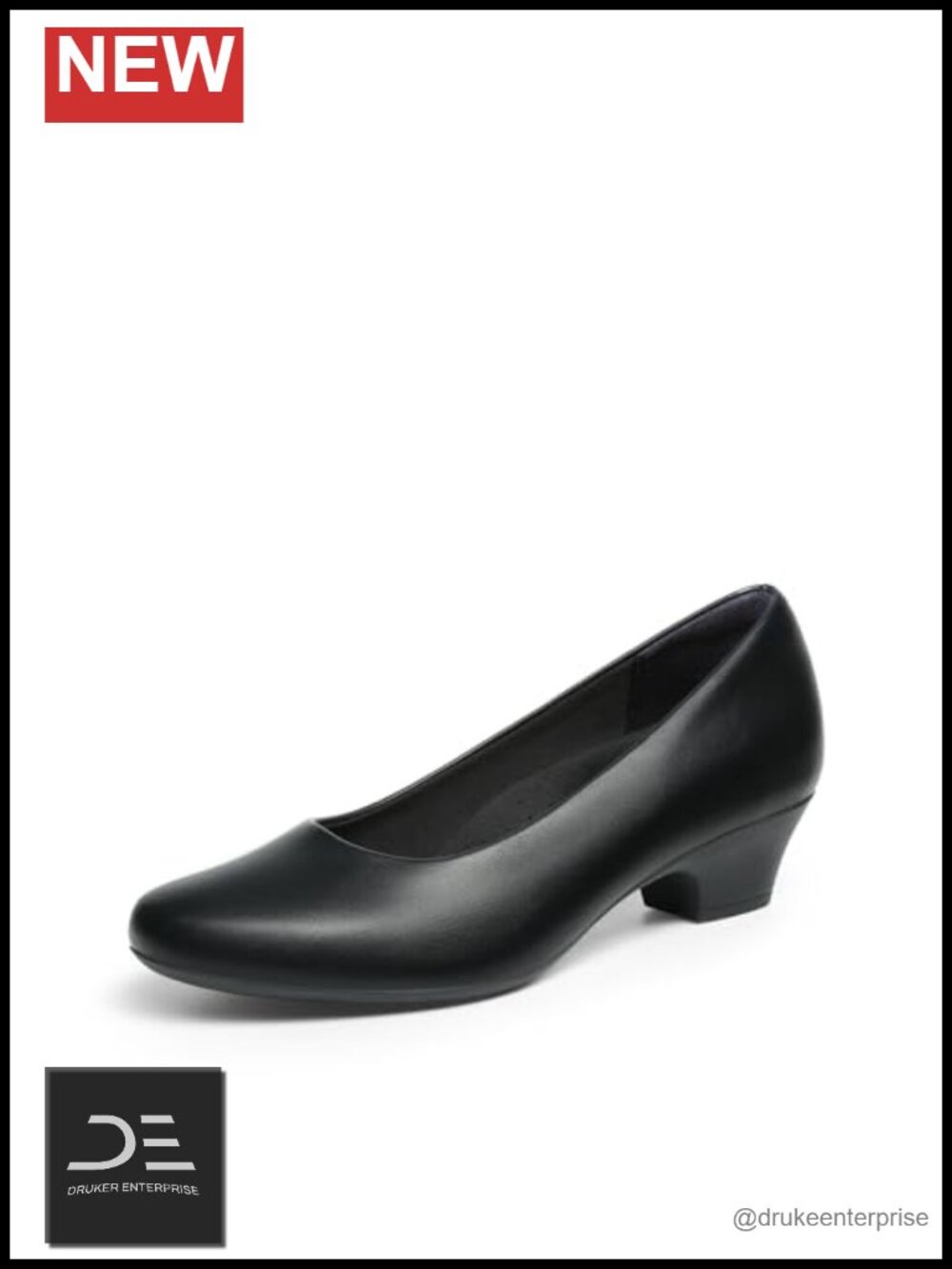Women's Chunky Low Block Heels Pumps Slip On Closed Toe Faux Leather Work Office